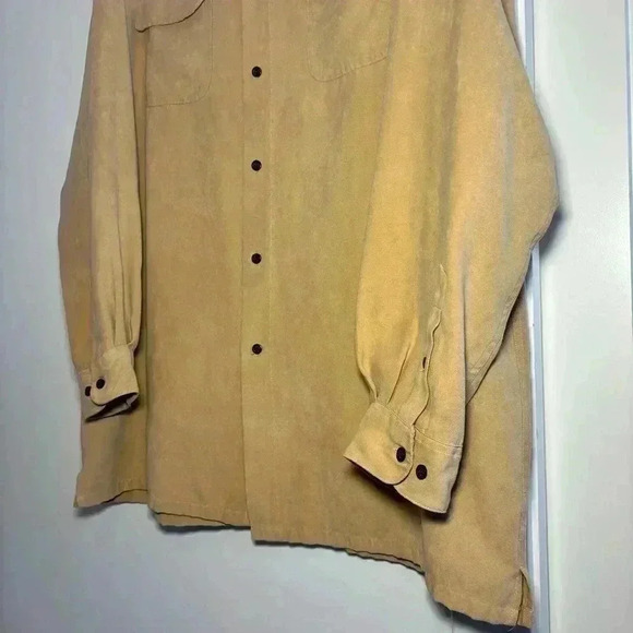 Consensus Sportswear Suede Look Men’s Tan Button Up Size XLT - Picture 4 of 8